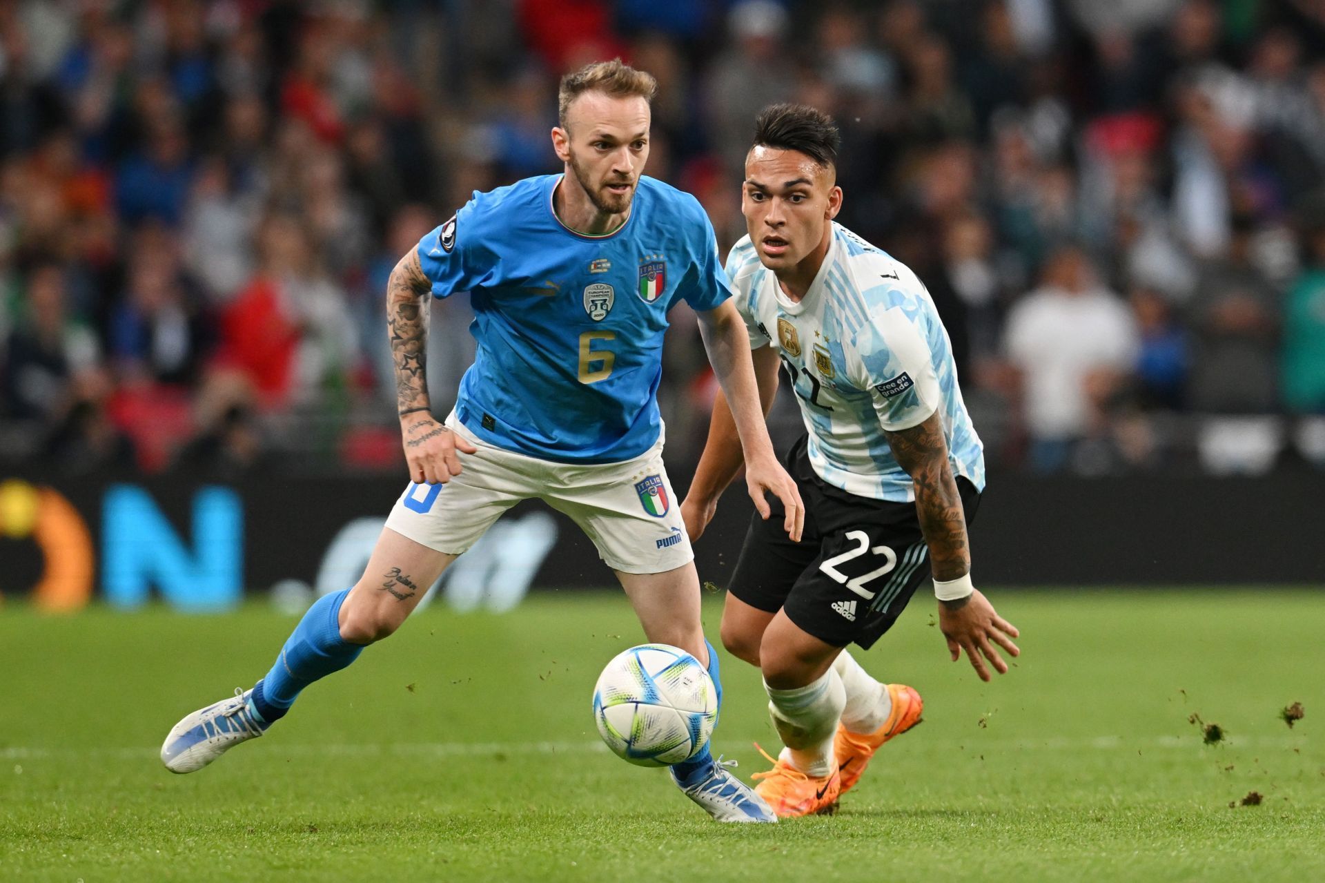 Lautaro Martinez (right) has admirers at the Camp Nou.