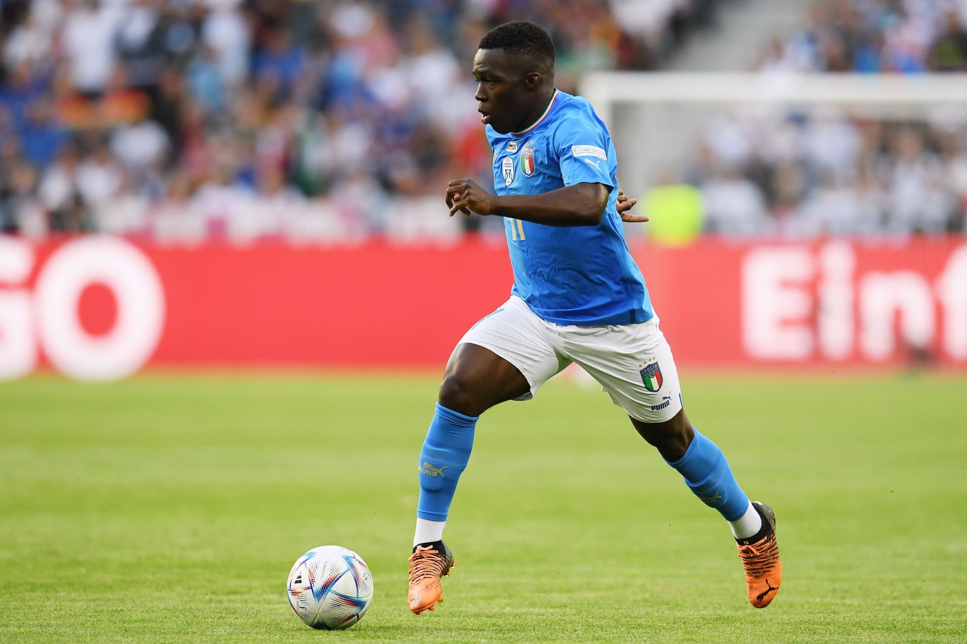 Wilfried Gnonto in action against Germany in the Nations League