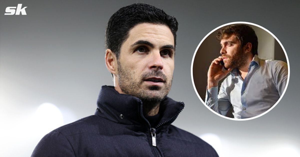 Arsenal boss Mikel Arteta; (inset) Fabrizio Romano