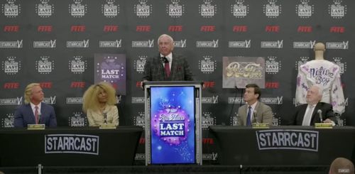 The 16-time world champion addressed the media at the Starrcast press conference