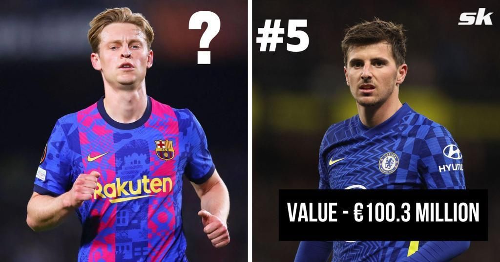 Barcelona&#039;s Frenkie de Jong (left) and Mason Mount of Chelsea.