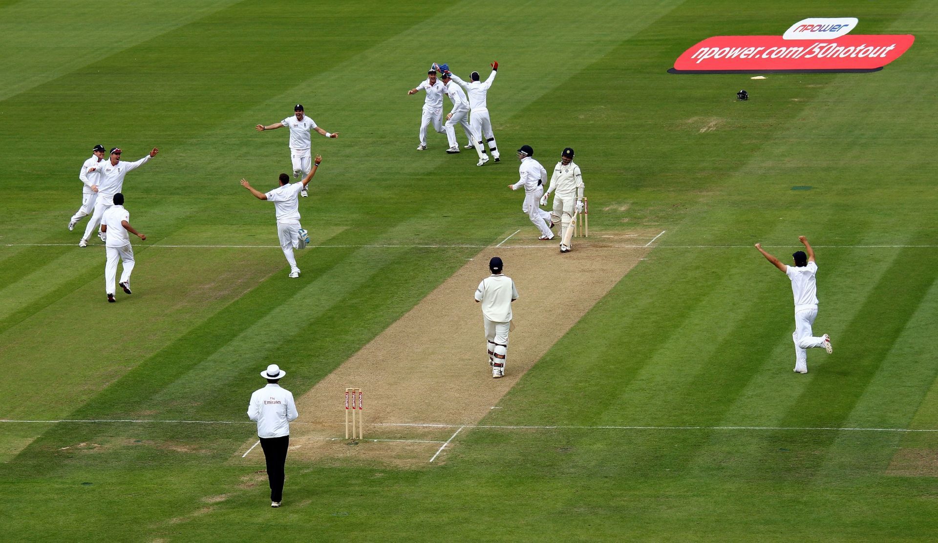 England players are ecstatic after clinching victory in the 2011 Edgbaston Test. Pic: Getty Images