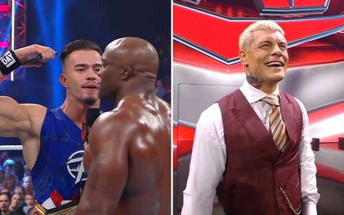 Theory took a bold step (left); Cody Rhodes didn't have a good night (right)