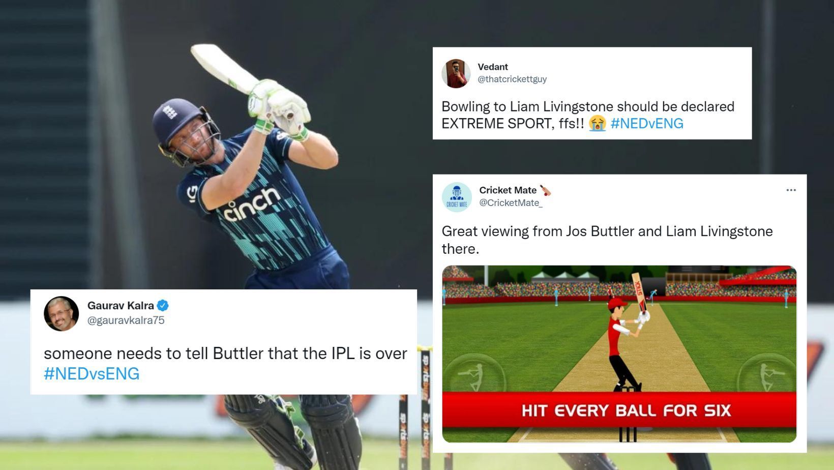 Twitter reactions to Jos Buttler and Liam Livingstone&#039;s carnage in the Netherlands.