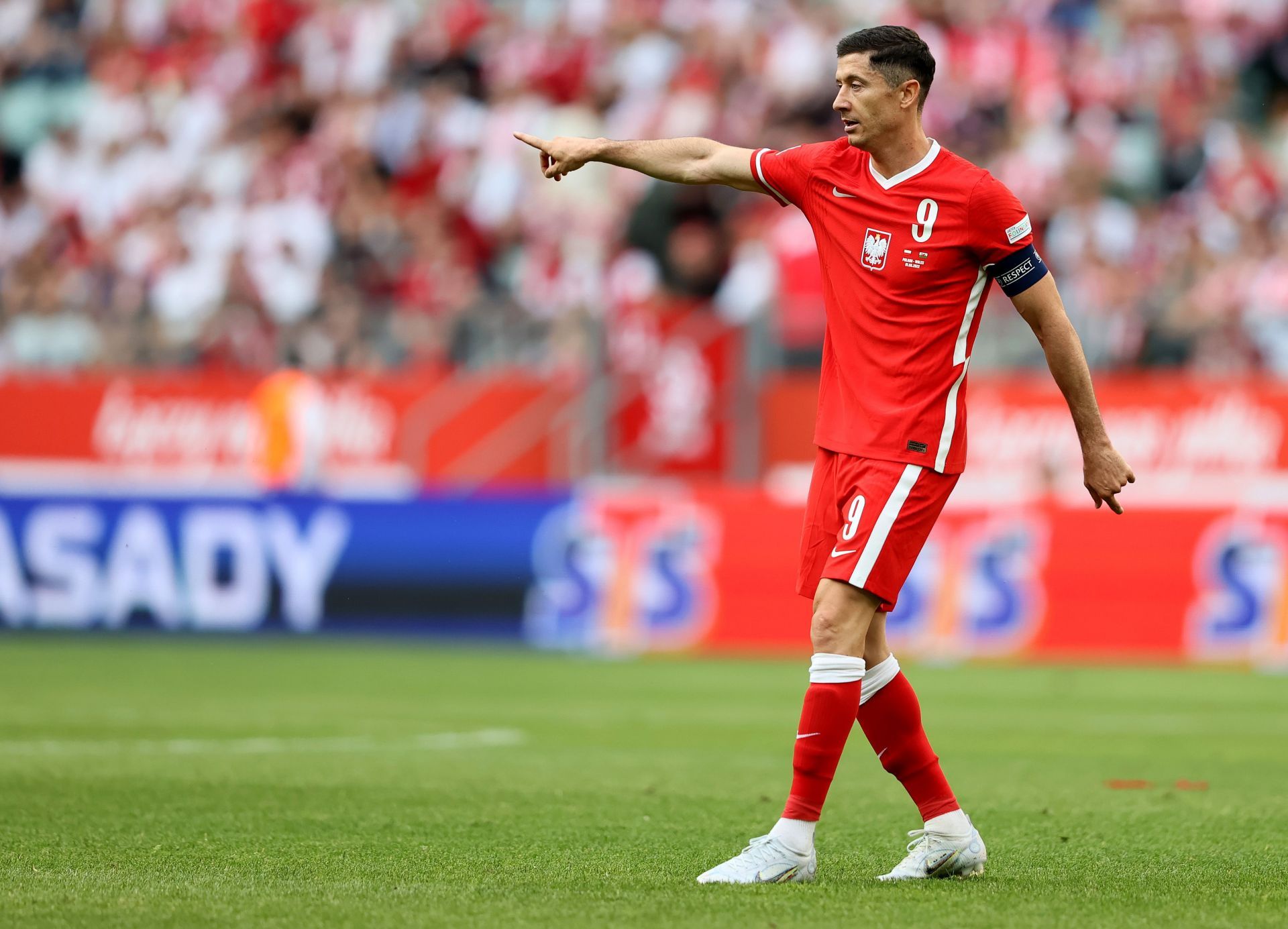 Robert Lewandowski in action for Poland.