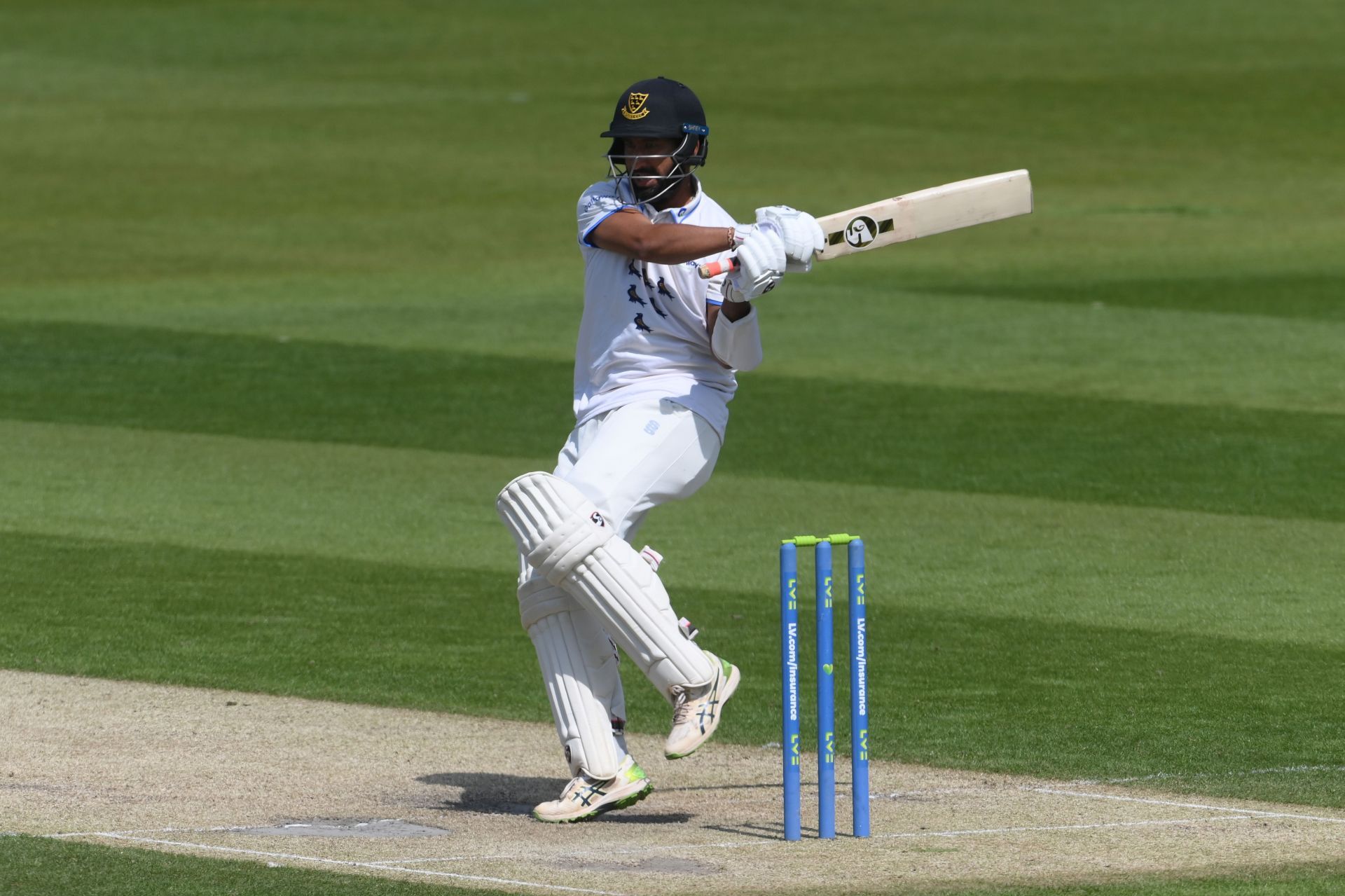 Cheteshwar Pujara in action. (Pic: Getty)