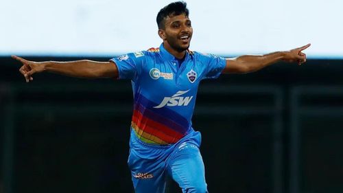 Chetan Sakariya celebrating a wicket in IPL 2022. (P.C.:iplt20.com)