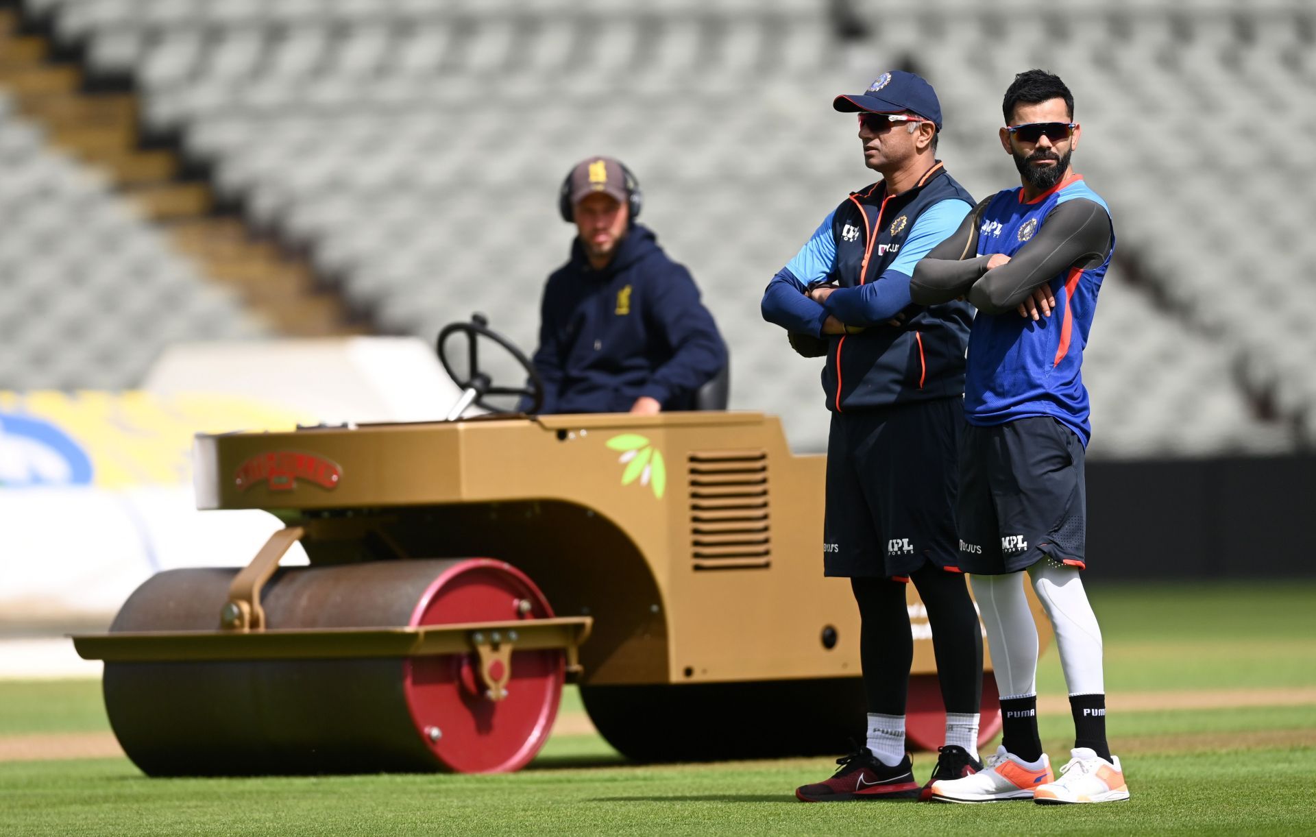 Rahul Dravid (left) and Virat Kohli during a nets session in Birmingham. Pic: Getty Images