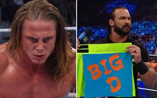 A frustrated Riddle (left); "Big D" Drew McIntyre (right)