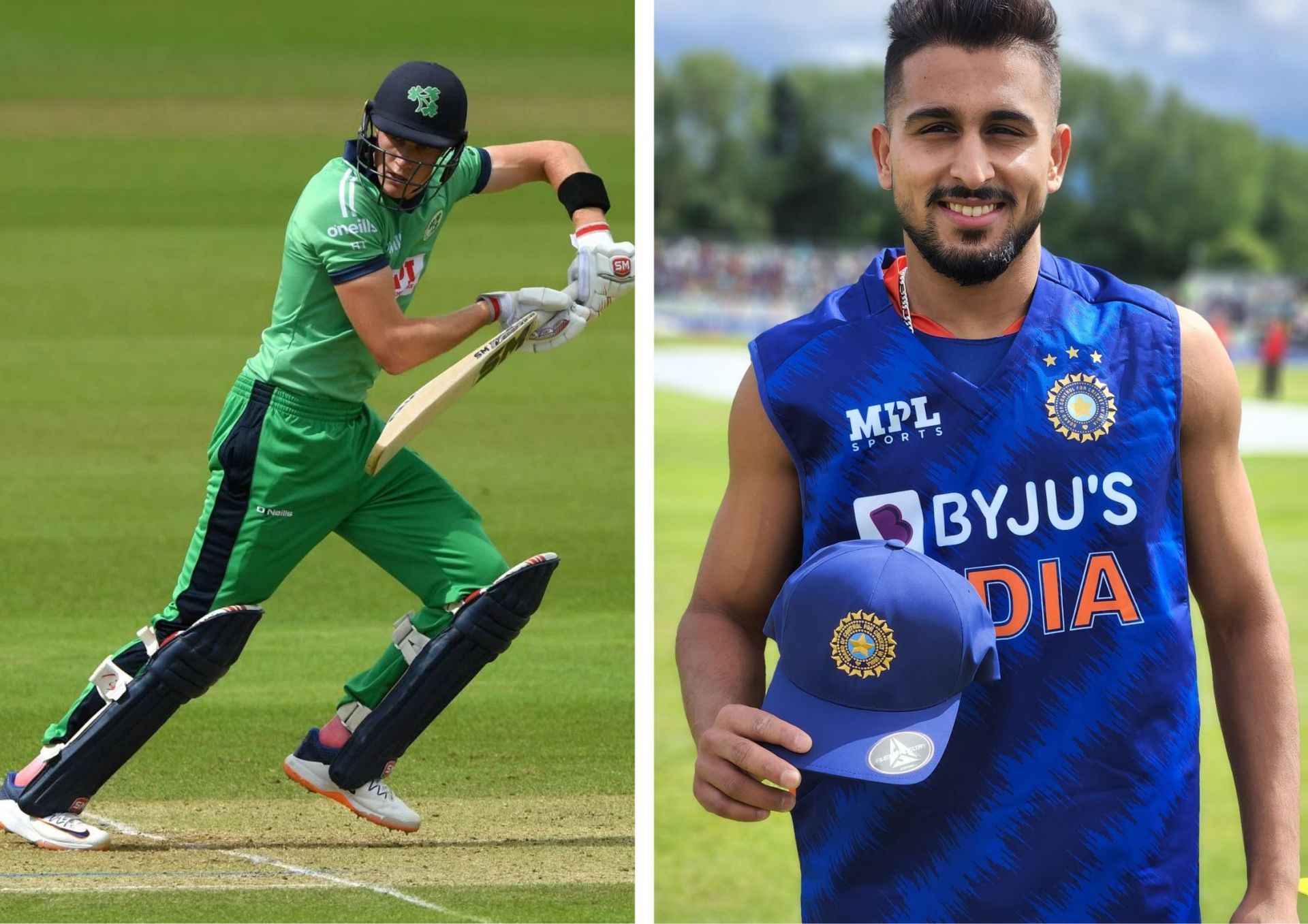 Harry Tector could fancy taking the attack to Umran Malik when Ireland and India clash on Tuesday (Picture Credits: Getty Images; Twitter/BCCI).