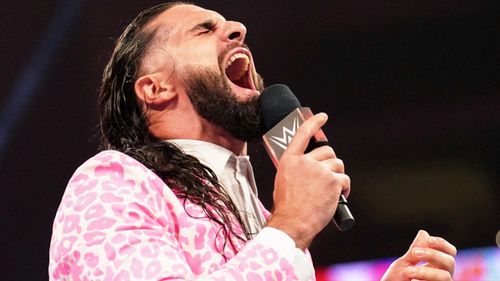 WWE Superstar Seth "Freakin" Rollins cackles into the microphone