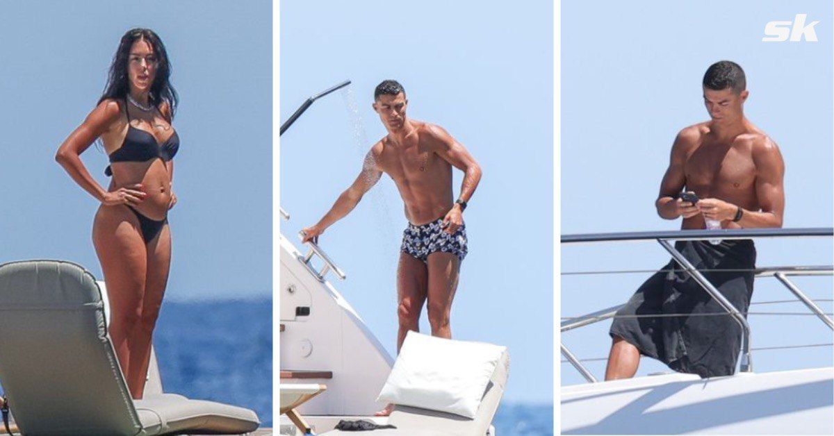 Ronaldo winding down on a private yacht in Ibiza (Image credit: SplashNews)
