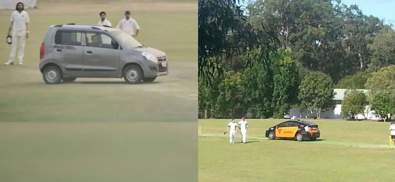 Vehicles on the cricket pitch have been spotted in some bizarre instances.