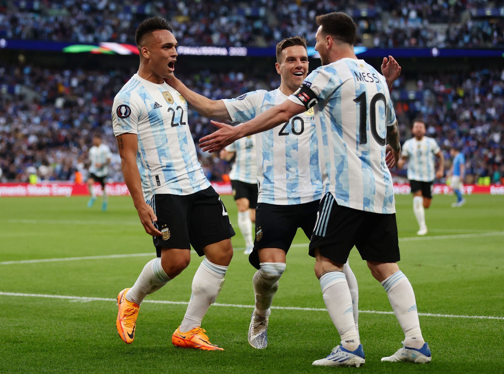 Lautaro Martinez (left) and Lionel Messi (right) ran riot for Argentina against Italy.