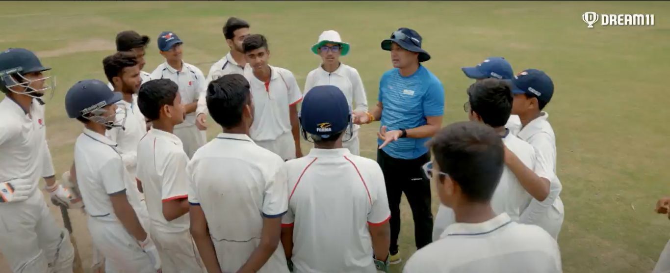 Manoj Rawat (in blue T-shirt) coaching youngsters.