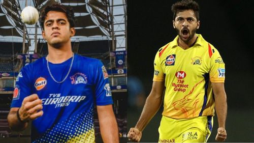 Prashant Solanki (L) and Shardul Thakur. (P.C.: CSK & iplt20.com)