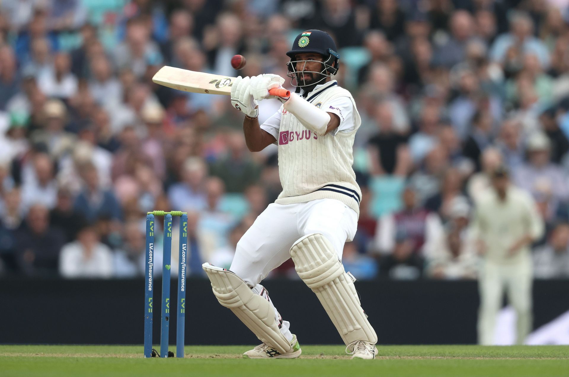 Cheteshwar Pujara in action. (Pic: Getty)