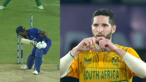 Snippet from Wayne Parnell's celebration of Hardik Pandya's wicket. (PC: BCCI.tv)