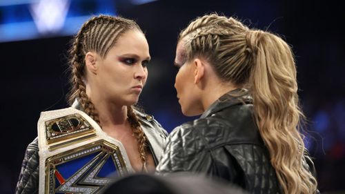 SmackDown Women's Champion Ronda Rousey & Natalya