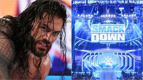 Roman Reigns (left); SmackDown stage (right)