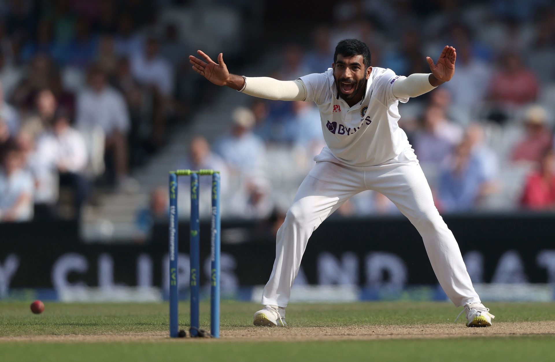 Jasprit Bumrah appeals during The Oval Test. Pic: Getty Images