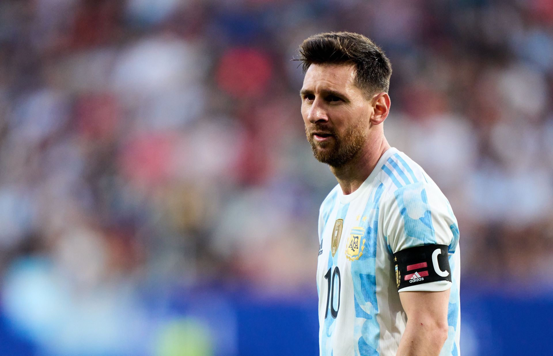 Lionel Messi in action for Argentina against Estonia - International Friendly