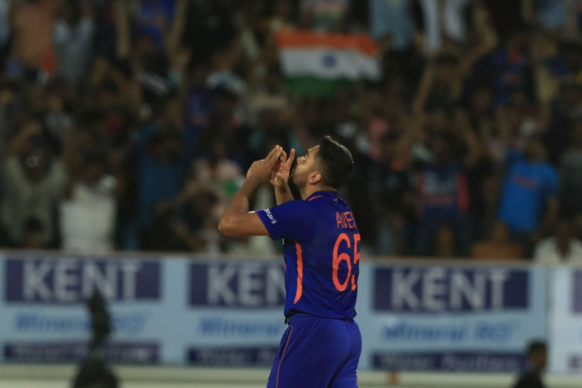Avesh Khan celebrates the wicket of Rassie van der Dussen. Pic: Getty Images