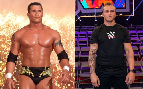 (L) - A young Randy Orton (R) Myles Borne, his 'blonde' twin