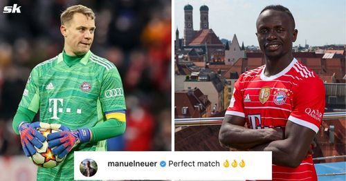 Bayern captain Neuer reacts brilliantly to Mane's arrival.