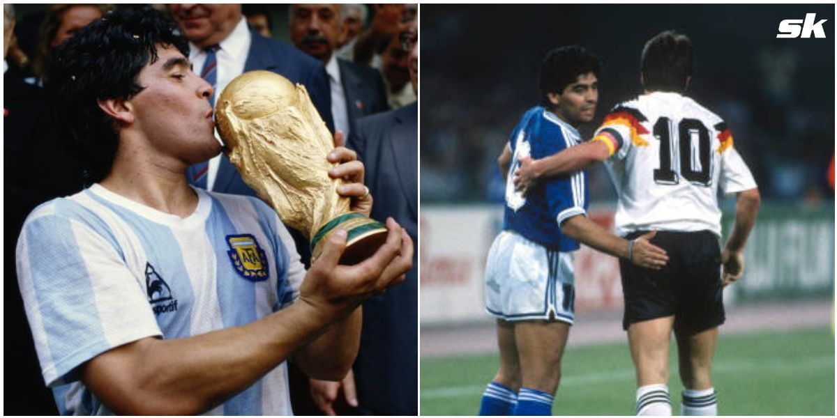 Maradona and Matthaus (right): One legend remembers another