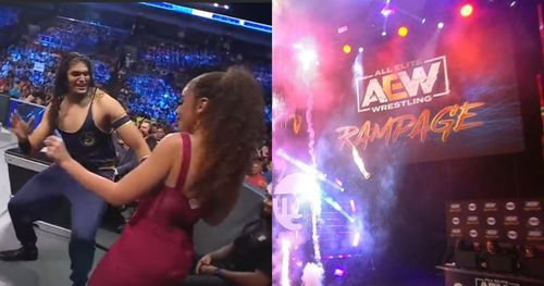 Shanky dancing with Samantha Irvin and AEW's Rampage stage.