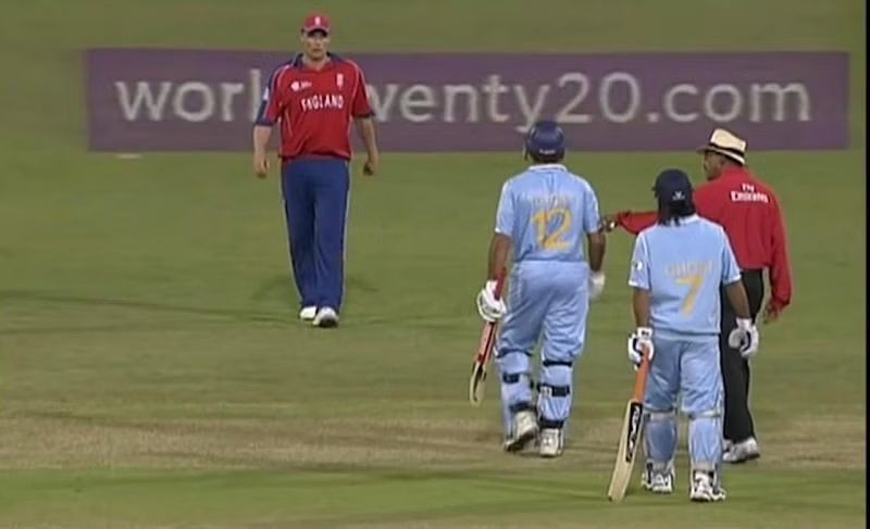 Andrew Flintoff and Yuvraj Singh during the 2007 T20 World Cup.