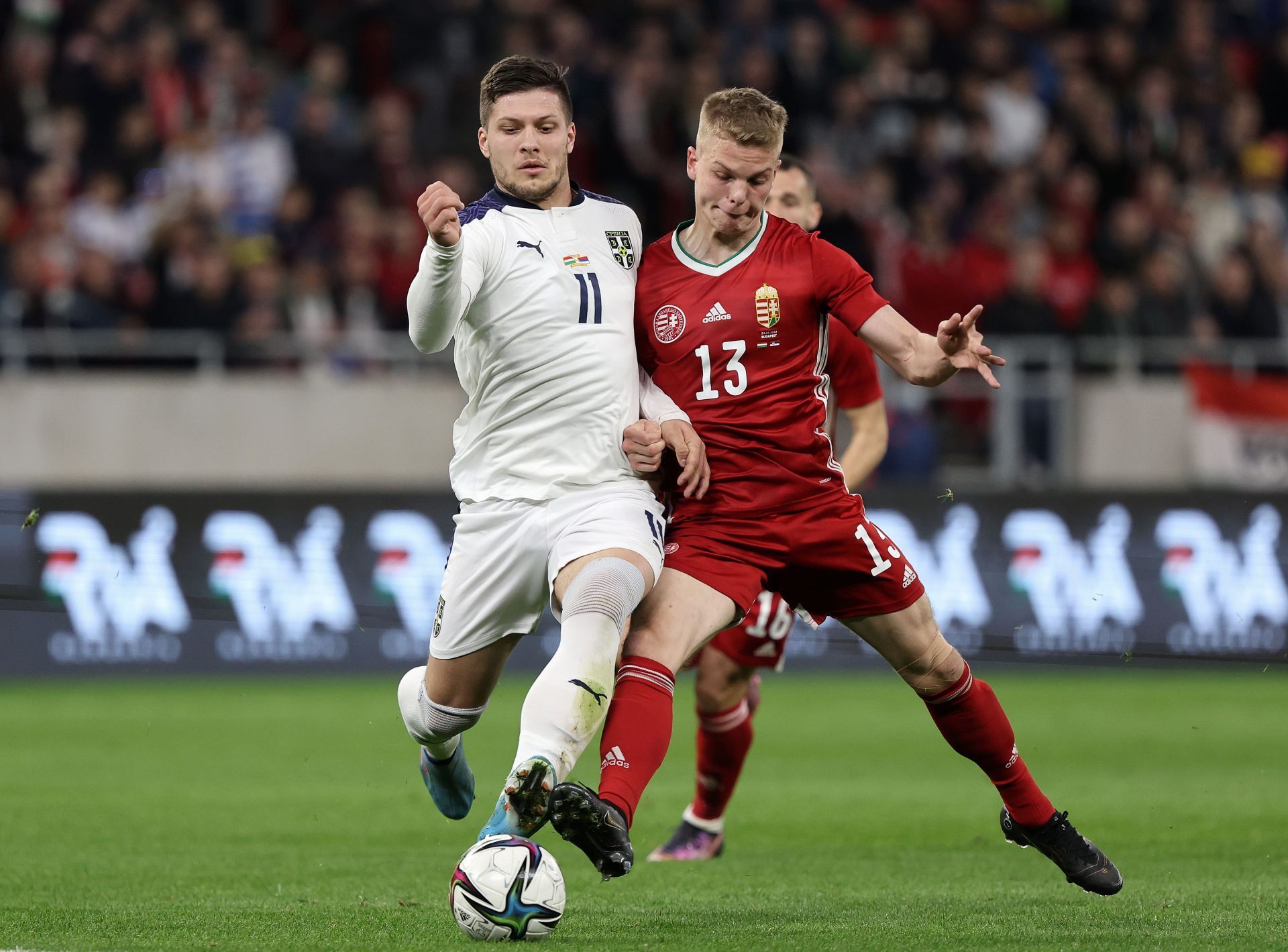 Luka Jovic (left) is wanted at Monaco.