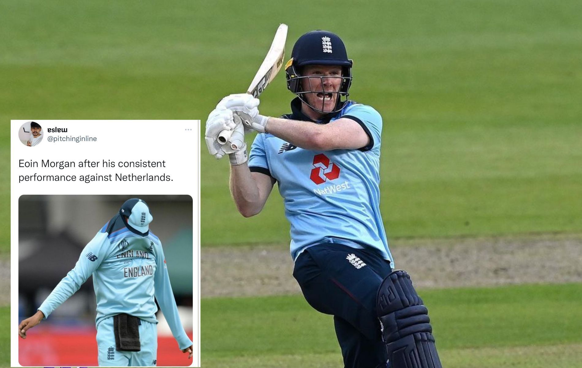 Eoin Morgan was dismissed for a seven-ball duck on Sunday (Pic: Twitter)