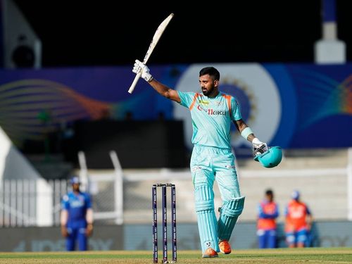 KL Rahul after scoring the first of his two centuries in this year's IPL.