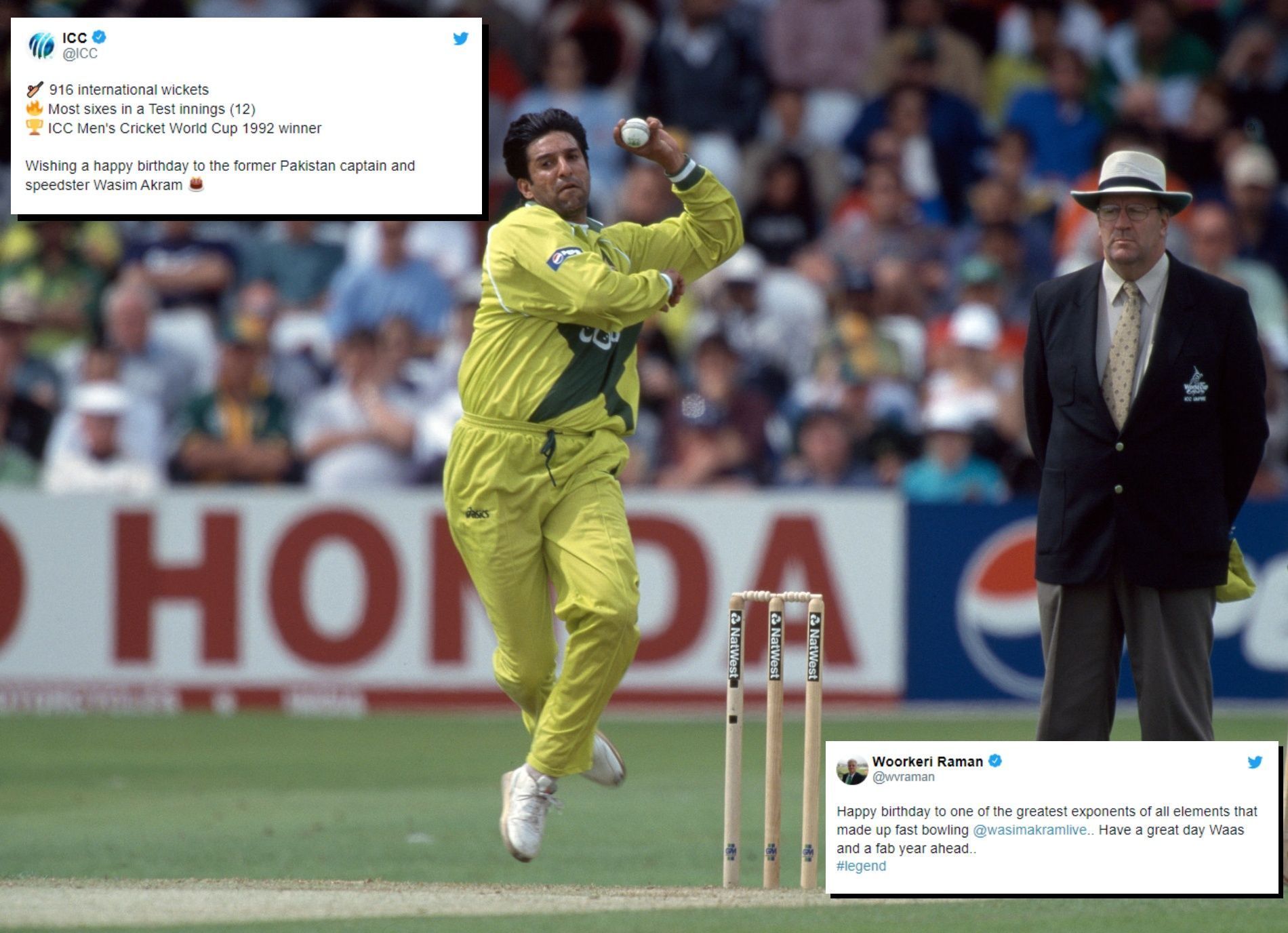 Wasim Akram turns 56 today. Pic: Twitter