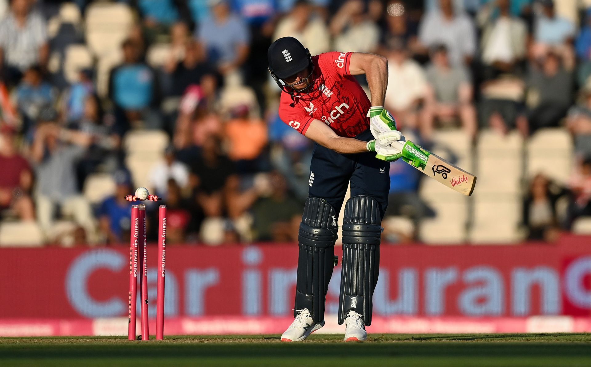 The inswinger from Bhuvneshwar was too good for Buttler. (P.C.:Getty Images)