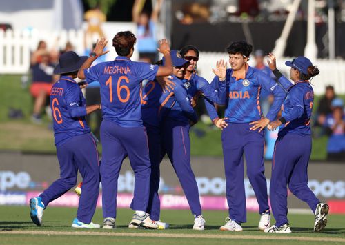 Indian women's cricket team during the 2022 World Cup match in New Zealand. Pic: Getty Images