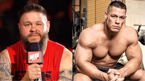 Kevin Owens (left); John Cena (right)