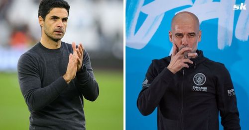 [L-to-R] Arsenal boss Mikel Arteta and Manchester City manager Pep Guardiola.