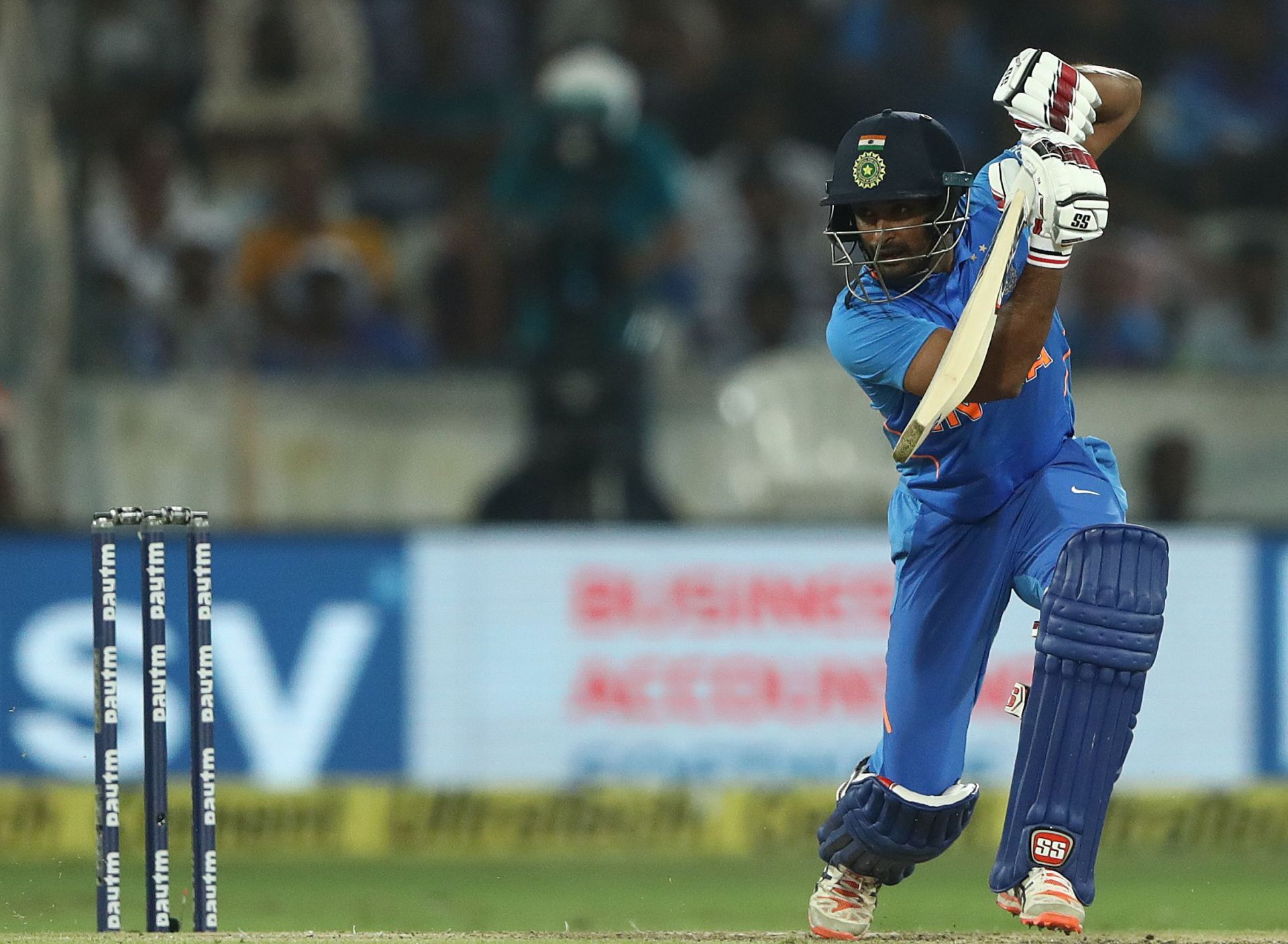 Ambati Rayudu bats during an ODI against Australia in Hyderabad in March 2019. Pic: Getty Images