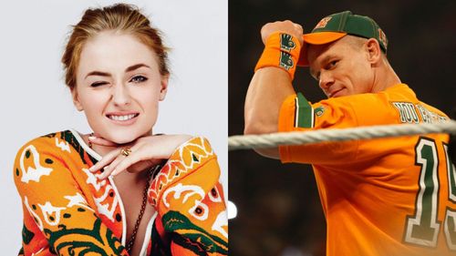 Sophie Turner (left) and John Cena (right)