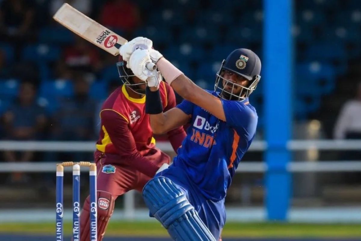 Axar Patel starred with the bat in the second ODI vs West Indies. Pic: Twitter