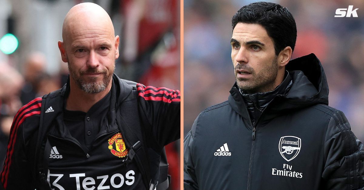Manchester United manager Erik ten Hag (left) and Arsenal manager Mikel Arteta (right)