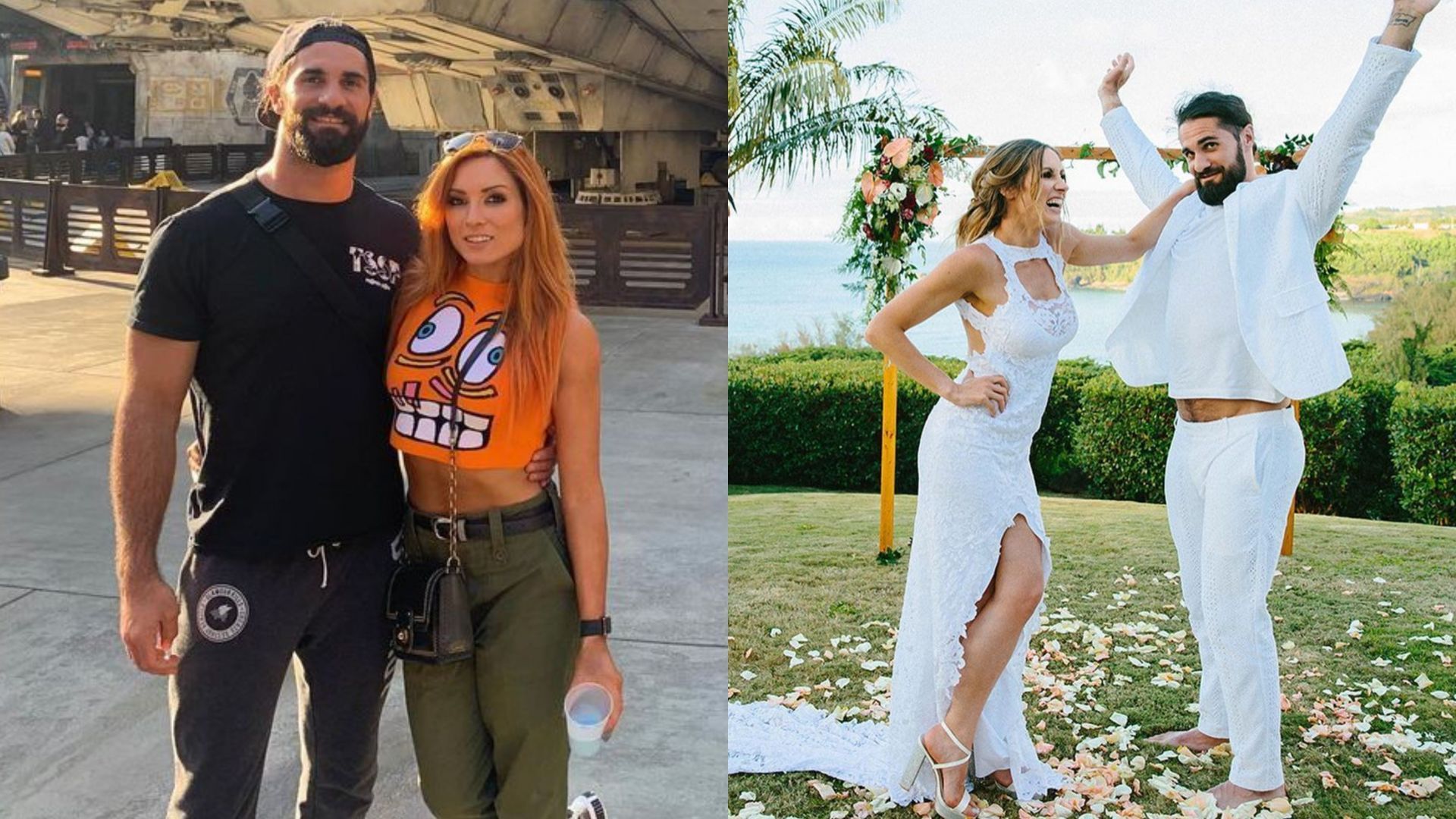 Becky Lynch with her husband, Seth Freakin&#039; Rollins