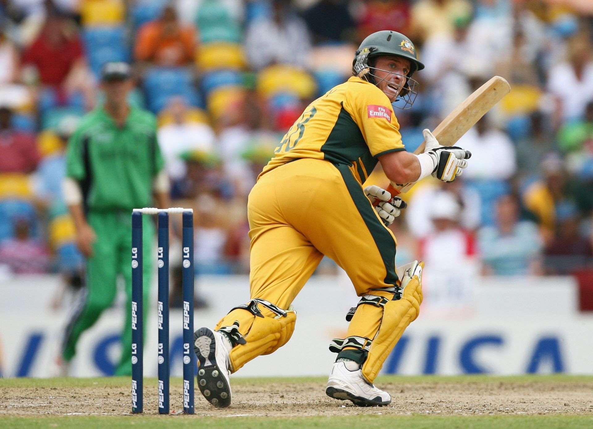 Michael Hussey in action during the 2007 ICC World Cup match between Australia and Ireland in Bridgetown. (Getty Images)