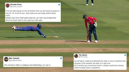 Dinesh Karthik fell just short of the crease. (P.C.:Twitter)