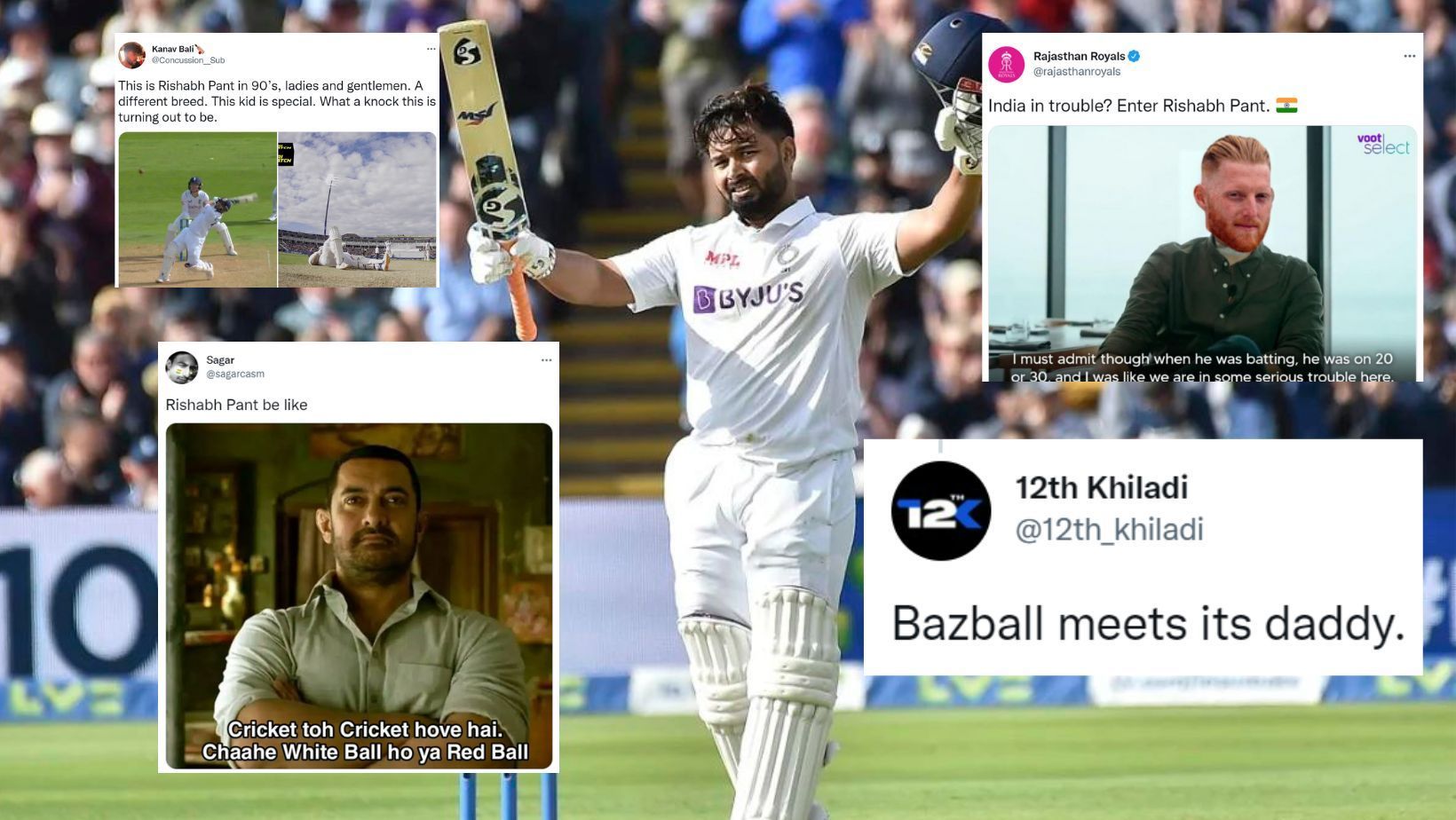 Twitter reactions to Rishabh Pant&#039;s century.