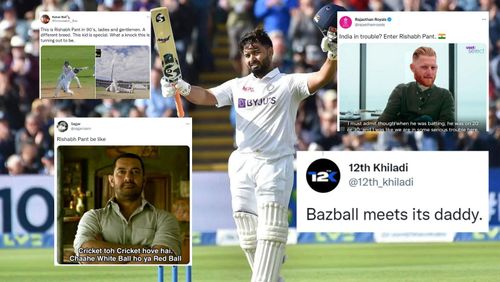 Twitter reactions to Rishabh Pant's century.