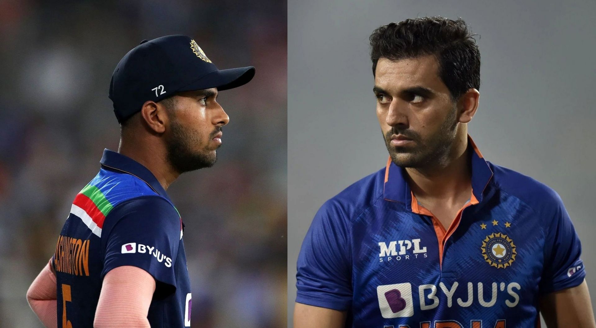 Team India all-rounders Washington Sundar (left) and Deepak Chahar. Pics: Getty Images